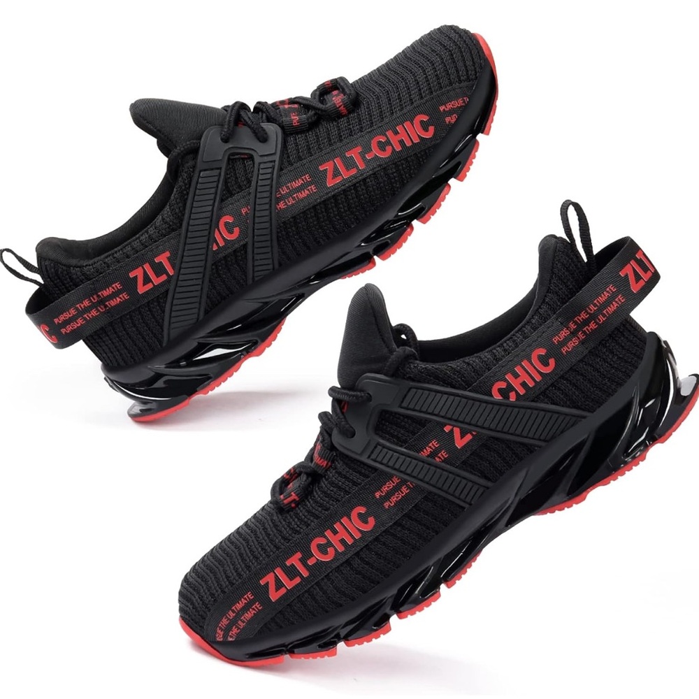 Boys Girls Running Sneakers Tennis Athletic Walking Shoes Black and Red